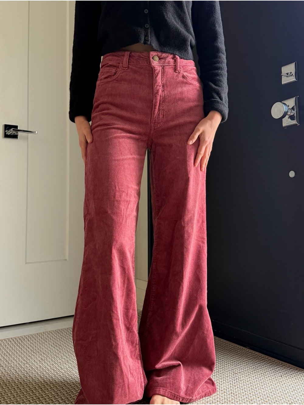 Pilcro Wide-Leg Corduroy Jeans in Dusty Rose